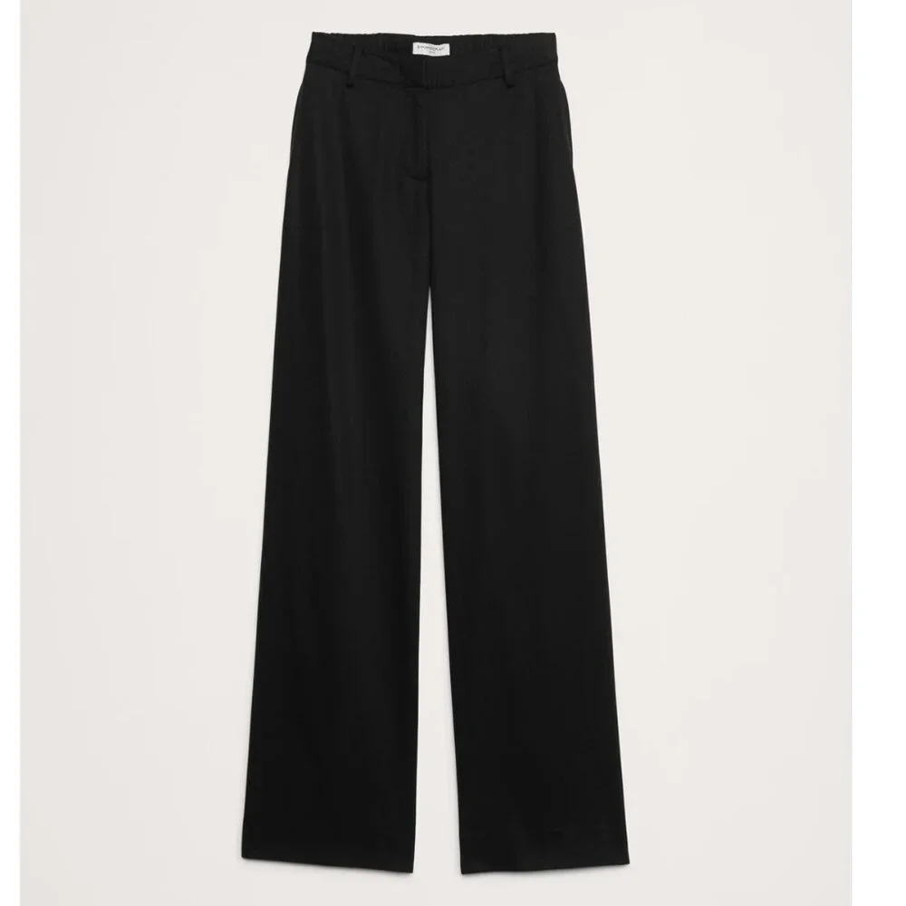 NWT! Banana Republic Black 100% Linen The Everyday Wide-Leg Trouser Pant XL